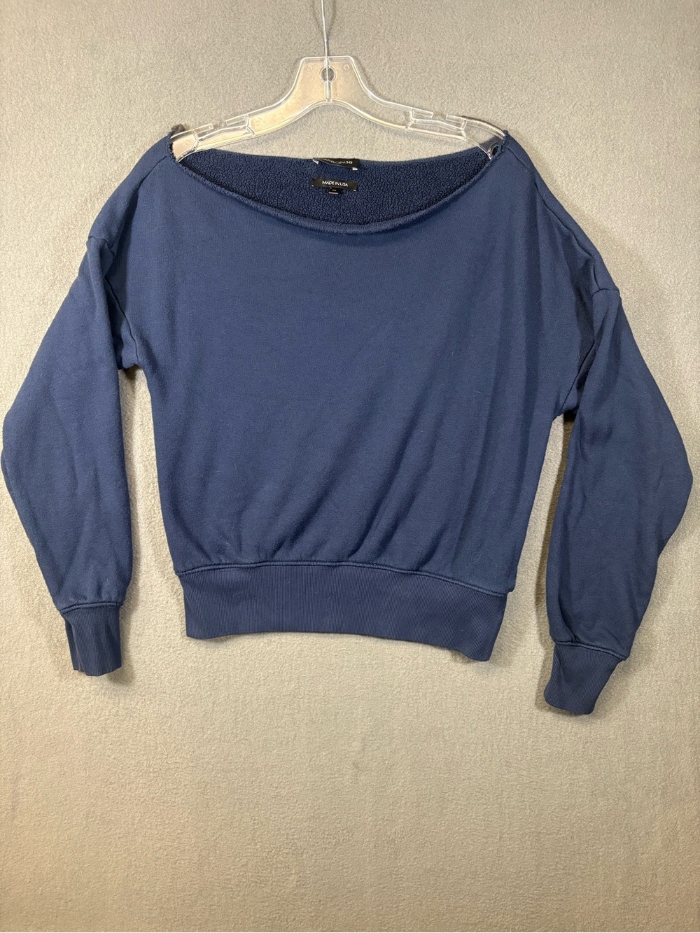 Carbon38 Off Shoulder Sweatshirt Blue In French Terry Fabric Sz. XS